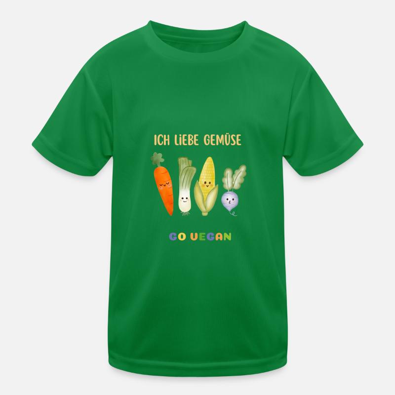 Ich liebe Gemüse | Vegan Kinder Veggie | Geschenk Kinder Funktions-T-Shirt