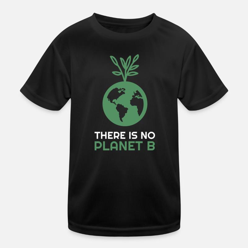 There is no Planet B - Erde mit Baum - Kinder Funktions-T-Shirt - Schwarz