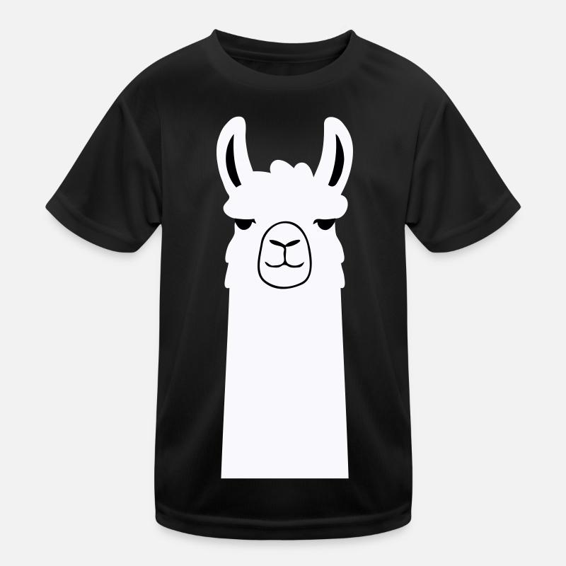 Adorable Cartoon Llama - Kids Functional T-Shirt - black