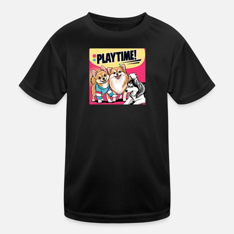 Comic Dogs - Playtime Kinder Funktions-T-Shirt