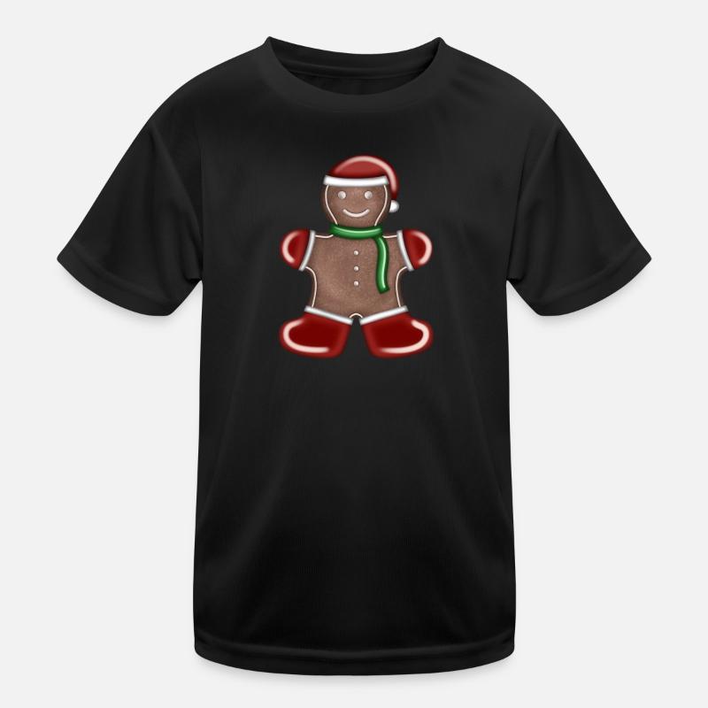 Lebkuchenmann als Weihnachtsmann - Kinder Funktions-T-Shirt - Schwarz