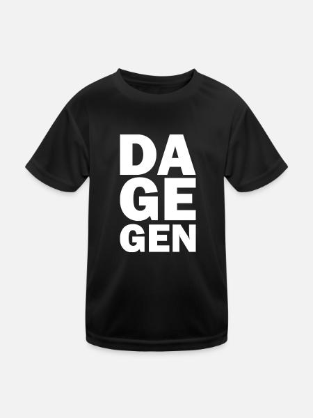 Dagegen - Kinder Funktions-T-Shirt - Schwarz - Vorne