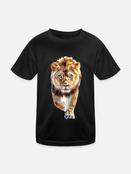 Löwe - Kinder Funktions-T-Shirt - Schwarz