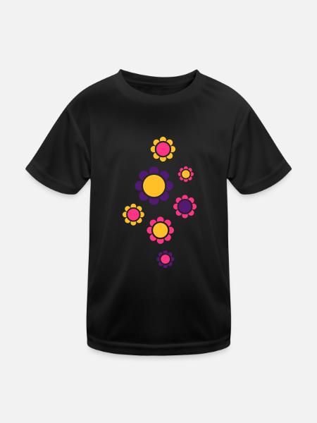 blumen*** - Kinder Funktions-T-Shirt - Schwarz