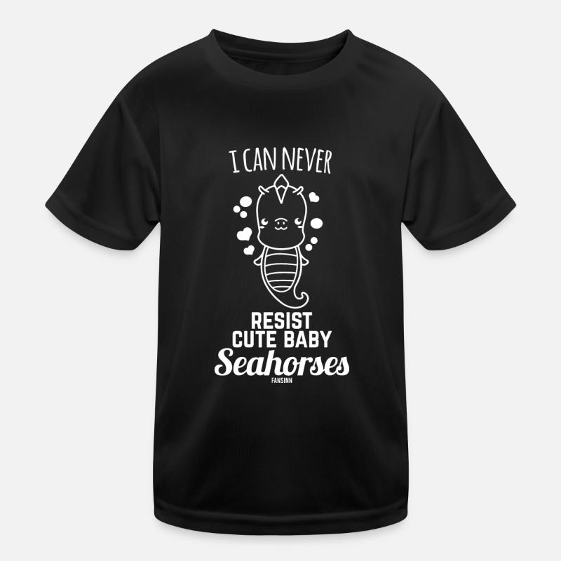 süßes Seepferd Meereslebewesen - Kinder Funktions-T-Shirt - Schwarz