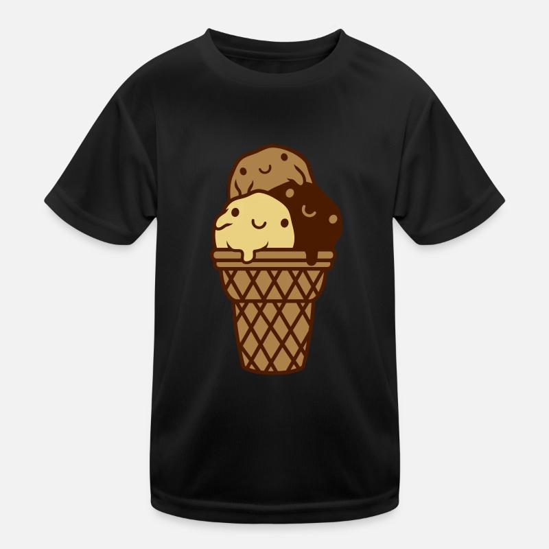 Gaufre sucrée 3 boules de crème glacée T-shirt sport Enfant