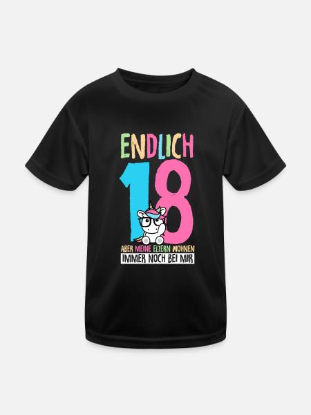 Endlich 18 Aber Meine Eltern Wohnen Immer Noch Bei - Kinder Funktions-T-Shirt - Schwarz - Vorne