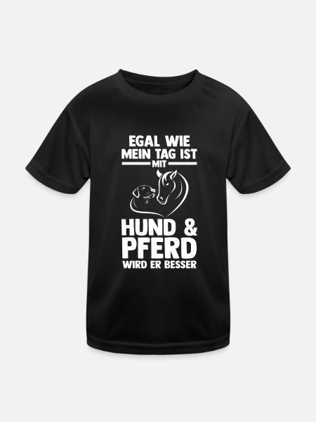 Hunde Pferdeliebhaber Hundeliebhaber Pferde - Kinder Funktions-T-Shirt - Schwarz - Vorne