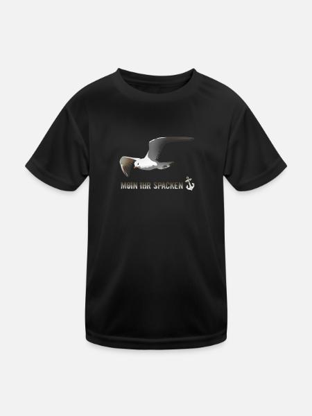 Moewe moin ihr spacken - Kinder Funktions-T-Shirt - Schwarz - Vorne