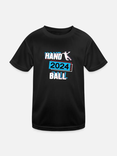 Handball 2024 Handballer Handballspieler Spiel - Kinder Funktions-T-Shirt - Schwarz - Vorne
