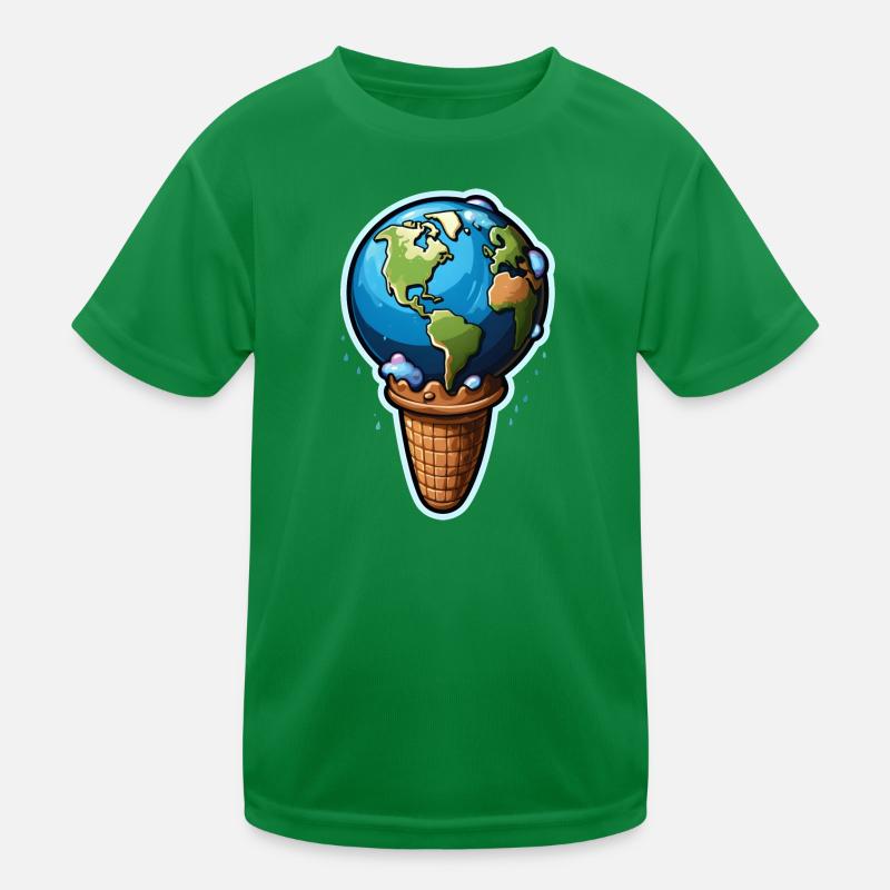 Eis Essen Erde Planet Symbol Waffel Sommer Kinder Funktions-T-Shirt