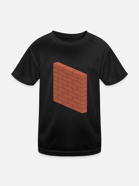 Brick Wall - Construction Masonry Building Mason - Kids Functional T-Shirt - black - Front