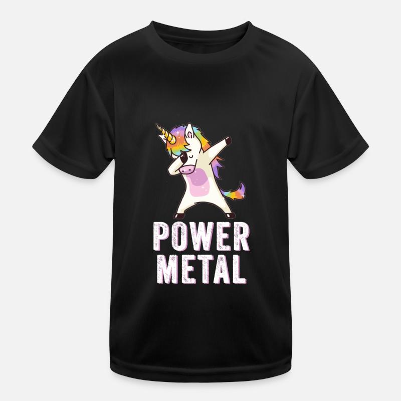Power Metal Dabbing Einhorn - Dabbing Einhorn - Kinder Funktions-T-Shirt - Schwarz