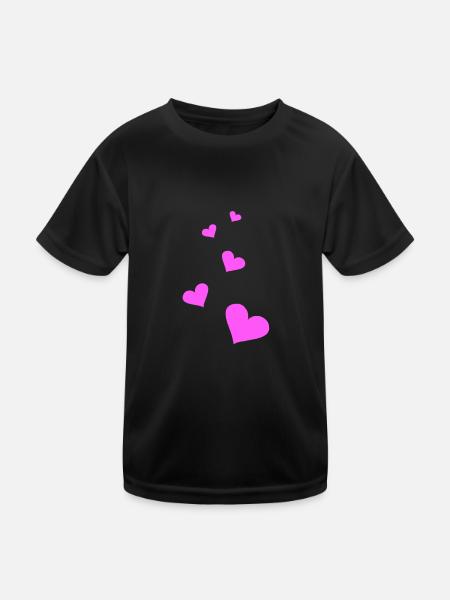 Pink heart - Kids Functional T-Shirt - black - Front