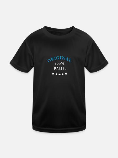 Original 100% Paul, Geschenk, Namen - Kinder Funktions-T-Shirt - Schwarz