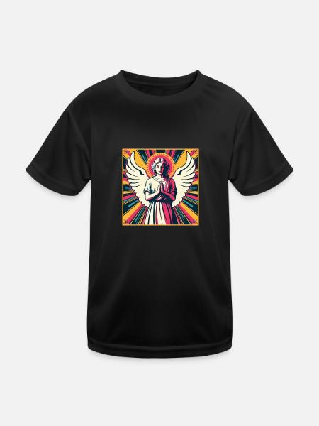 Schutzengel Pop-Art - Kinder Funktions-T-Shirt - Schwarz - Vorne