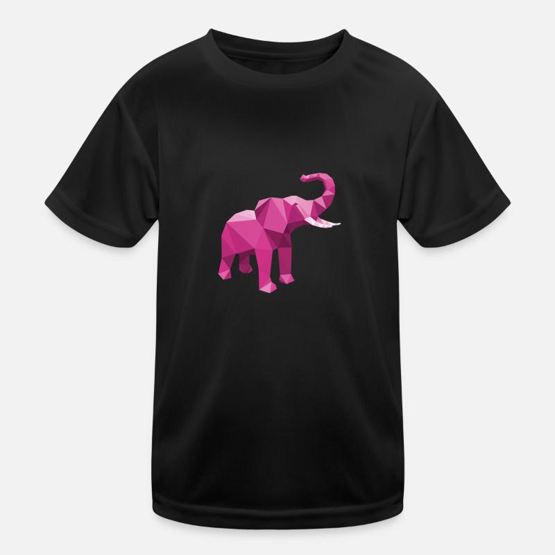 Rose éléphant avec effet LowPoly élégant - T-shirt sport Enfant - noir
