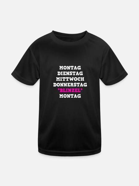 Montag *blinzel* Montag - Kinder Funktions-T-Shirt - Schwarz