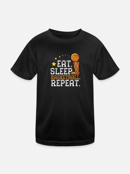 Eat Sleep Basketball Repeat Bball Geschenkidee - Kinder Funktions-T-Shirt - Schwarz - Vorne