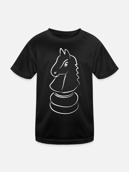 schach springer - Kinder Funktions-T-Shirt - Schwarz - Vorne