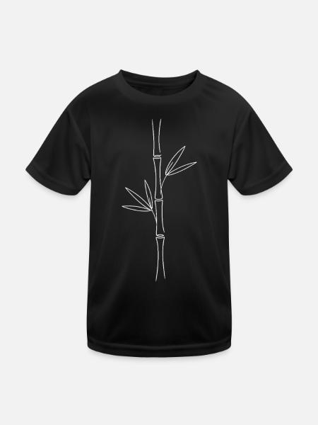 Bambuslinien Minimalkunst - Kinder Funktions-T-Shirt - Schwarz - Vorne