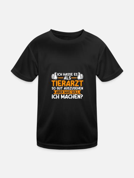 Veterinär Tiermedizin Tierarzt - Kinder Funktions-T-Shirt - Schwarz - Vorne