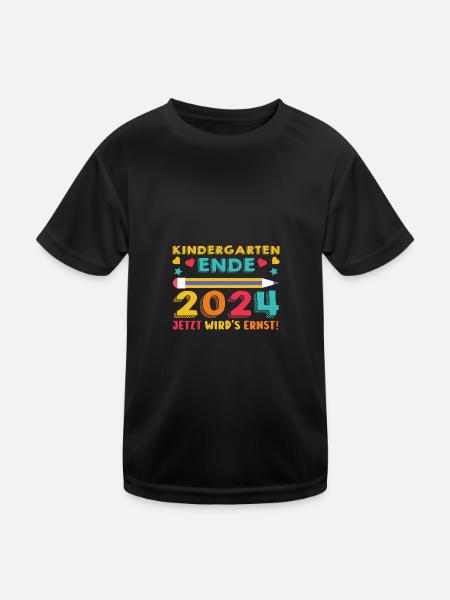 1 Grade School Child Back to School Kindergarten Kita E - Kids Functional T-Shirt - black - Front