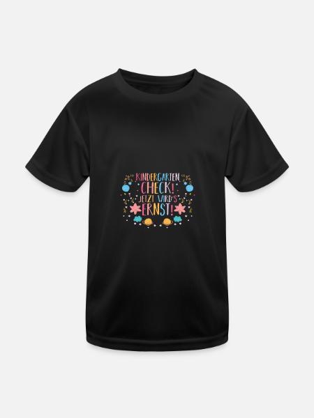 1 Grade School Child Back to School Kindergarten Kita E - Kids Functional T-Shirt - black - Front