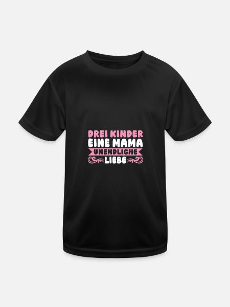 Mama Von 3 Kindern - Kinder Funktions-T-Shirt - Schwarz - Vorne