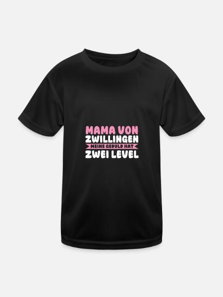 Mama Von Zwillingen - Kinder Funktions-T-Shirt - Schwarz - Vorne