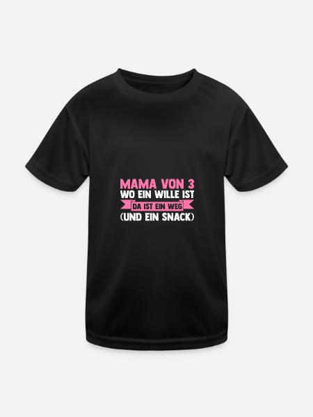 Mama Von 3 Kindern - Kinder Funktions-T-Shirt - Schwarz - Vorne