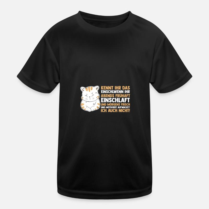 Faulenzer Langschläfer Motivation Katze Kinder Funktions-T-Shirt