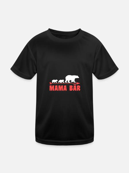 Mutter Mama Bär - Kinder Funktions-T-Shirt - Schwarz - Vorne