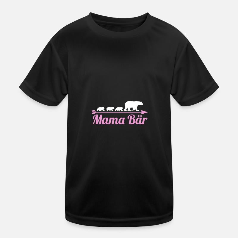 Mutter Mama Bär - Kinder Funktions-T-Shirt - Schwarz