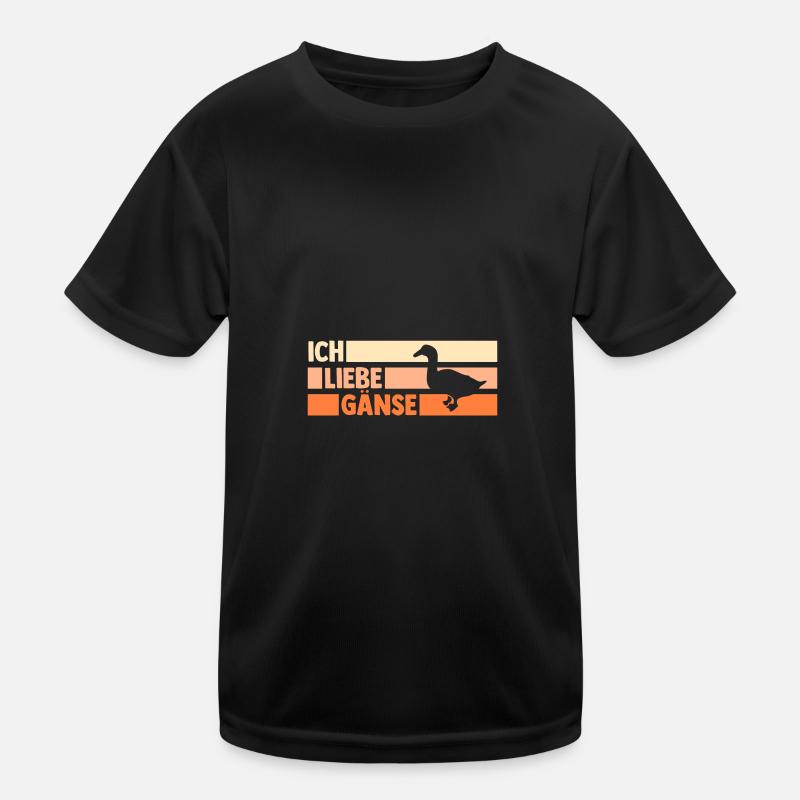Gans Gänse - Kinder Funktions-T-Shirt - Schwarz
