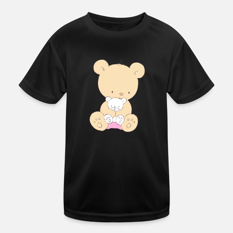 Bear with Teddy Bear - Kinder Funktions-T-Shirt - Schwarz