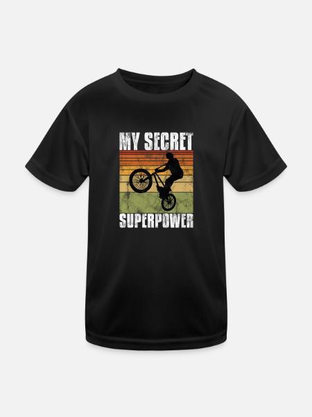 BMX is my secret superpower Bike Bike Gift - Kids Functional T-Shirt - black - Front