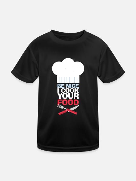 Soyez gentil, je cuisine votre cuisine de chef cuisinier - T-shirt sport Enfant - noir - Devant