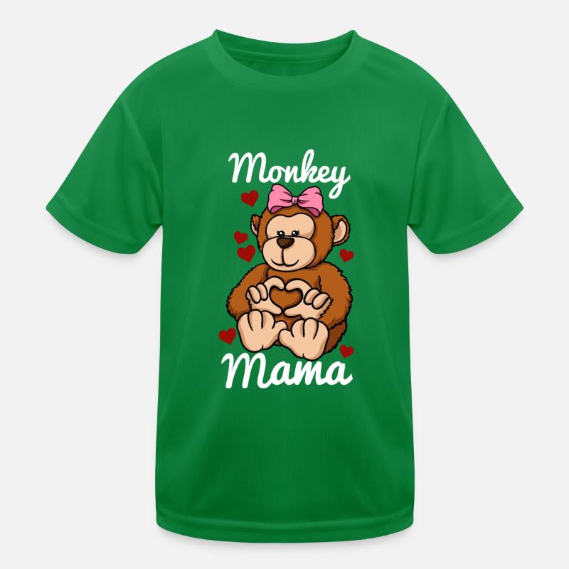 Ruban de singe Mama Finger Heart Monkey T-shirt sport Enfant