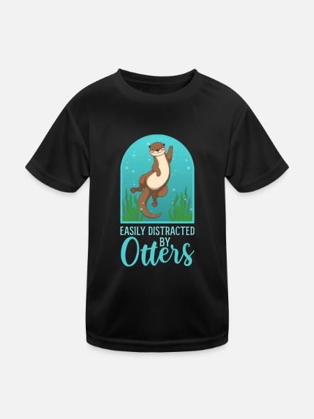 Distrait par les loutres, le dicton ironique des - T-shirt sport Enfant - noir - Devant