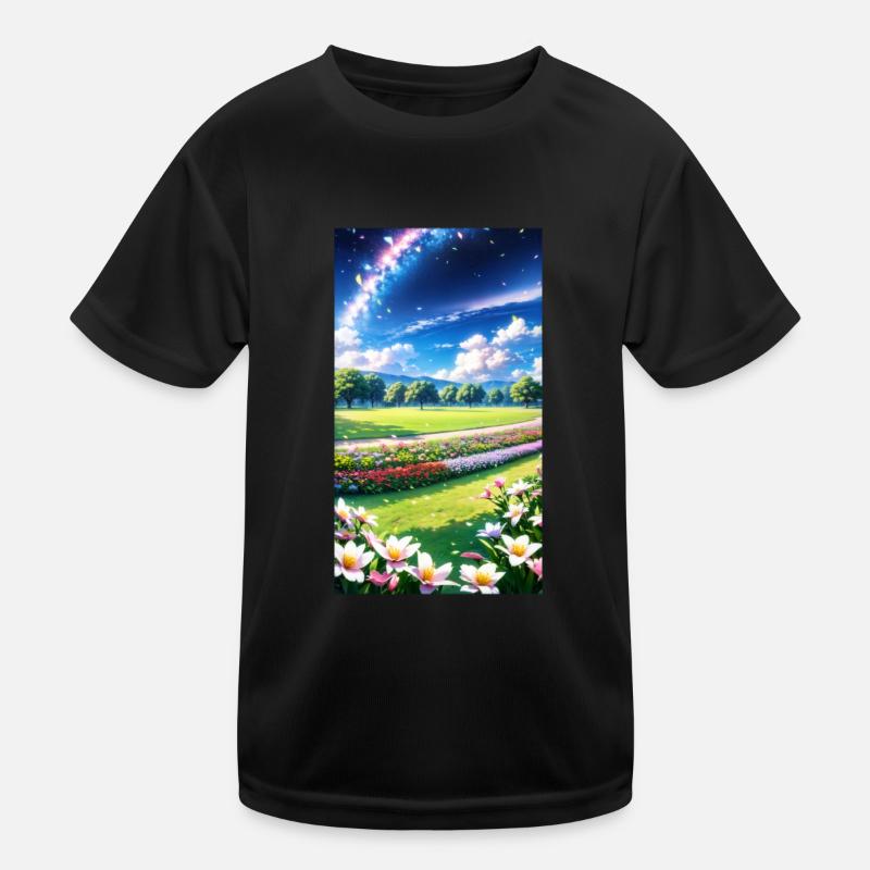 Landschaft mit 4 Bereichen, Generative KI Kinder Funktions-T-Shirt