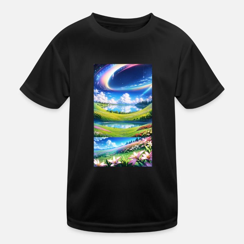 Landscape with 4 Areas Kids Functional T-Shirt