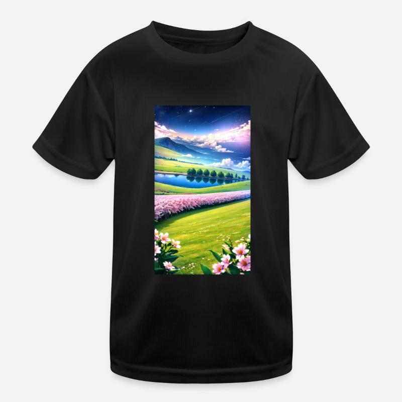 Landschaft mit 4 Bereichen, Generative KI Kinder Funktions-T-Shirt