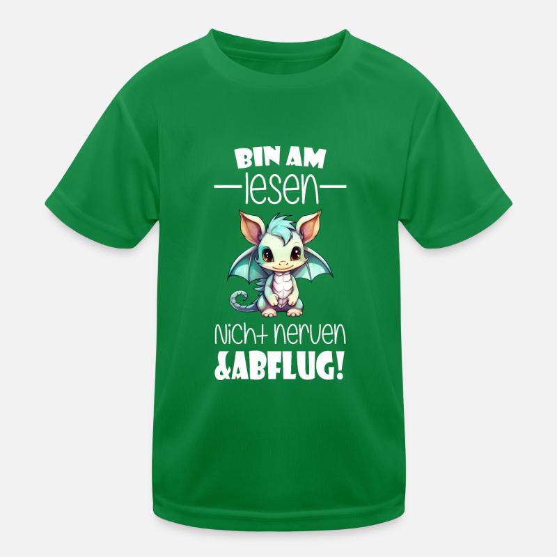 Lesen Schulkind Drache Kinder Funktions-T-Shirt