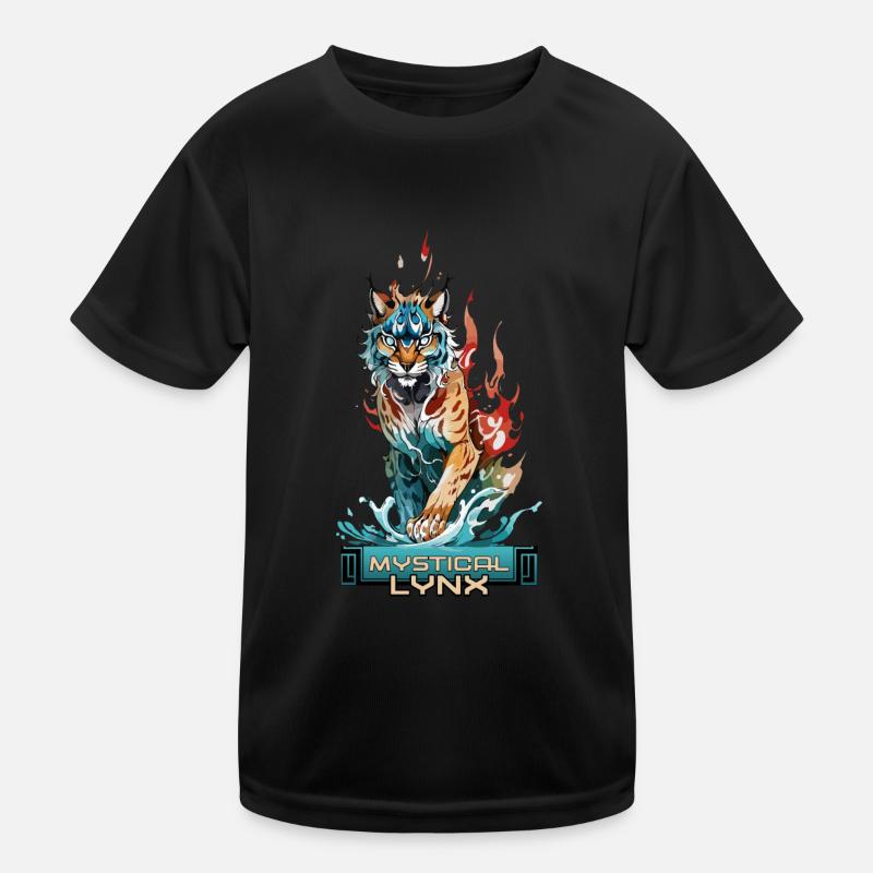 Mystischer Luchs: Wächter des Wassers und des Feuers Kinder Funktions-T-Shirt