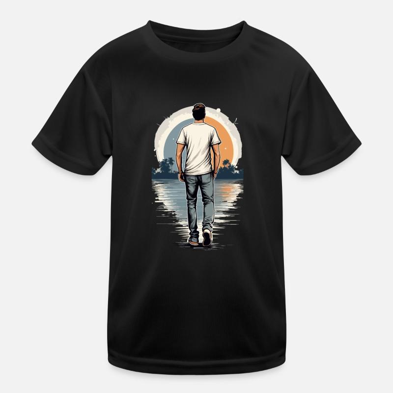 Lonely man at sunset Kids Functional T-Shirt