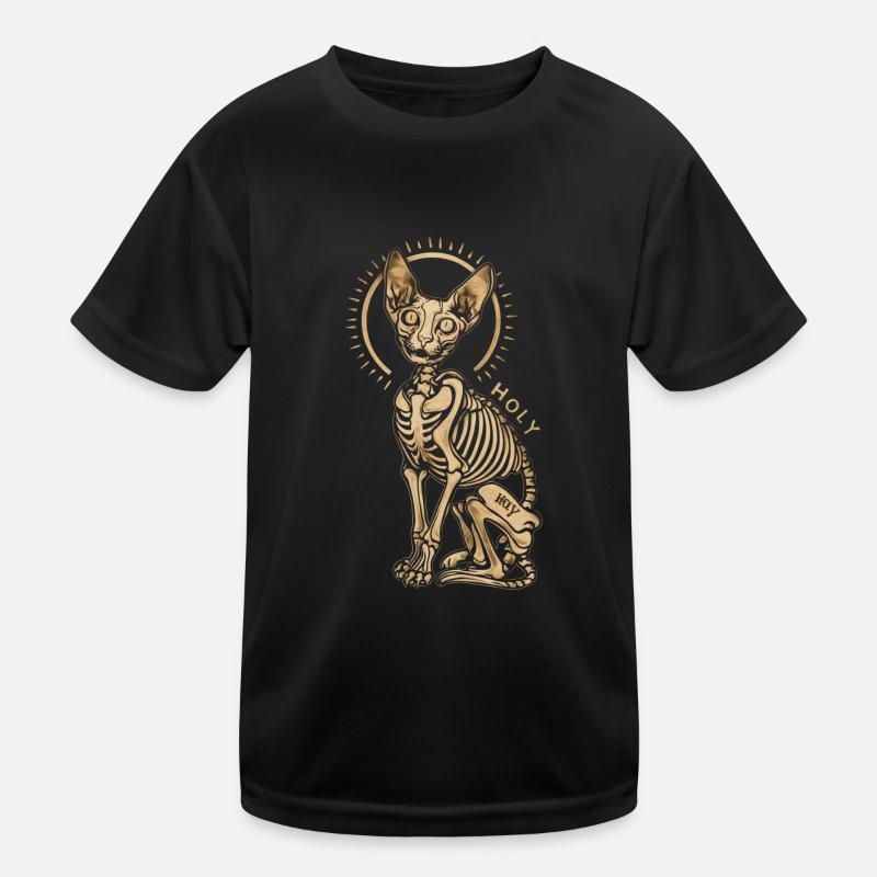 Cat Sphinx Skeleton Tattoo Kids Functional T-Shirt