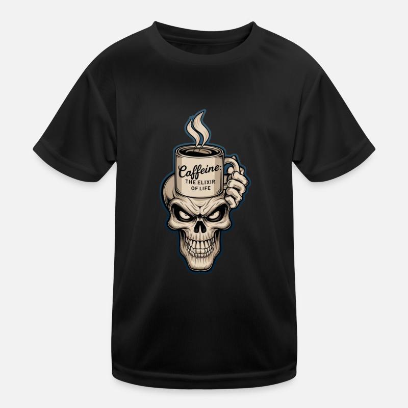 Kaffee und Schädel - Elixier des Lebens Kinder Funktions-T-Shirt