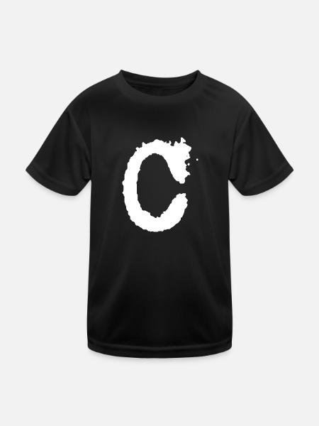 C - Kinder Funktions-T-Shirt - Schwarz - Vorne