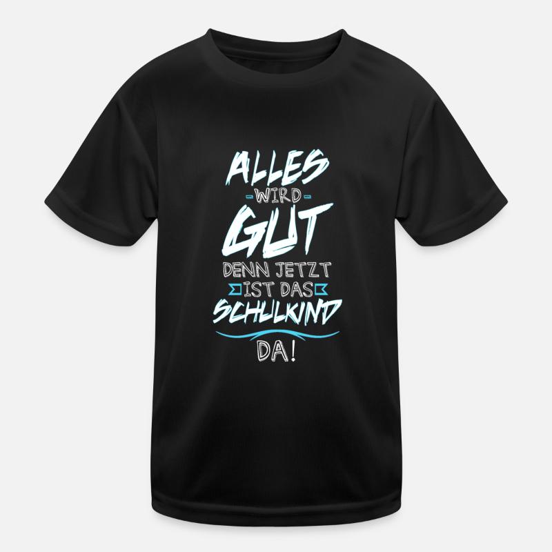 Schulkind Jungen - Kinder Funktions-T-Shirt - Schwarz
